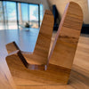 Side view of the two piece maple board stand 