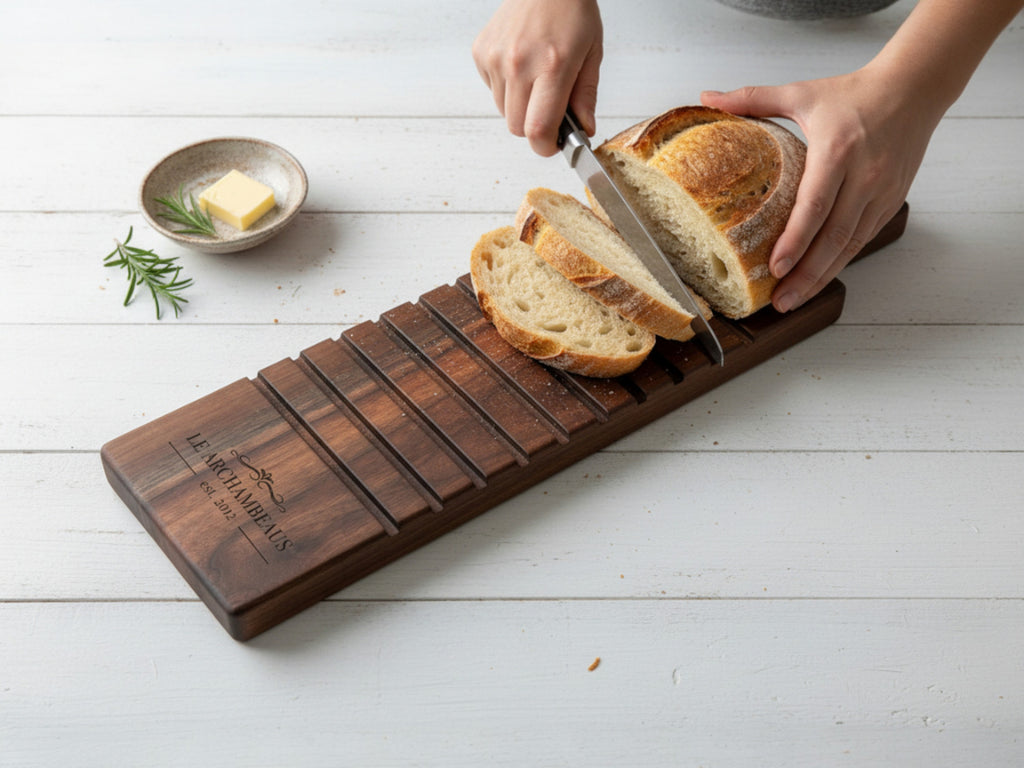 Bread Board: Personalized Bread and Butter Cutting & Serving Board Black Walnut & Maple