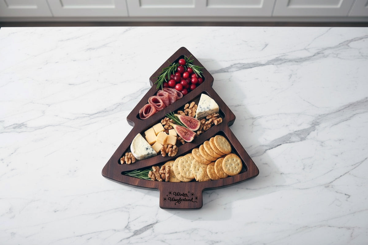 Holiday Charcuterie Boards - Personalized Christmas Tree Tray
