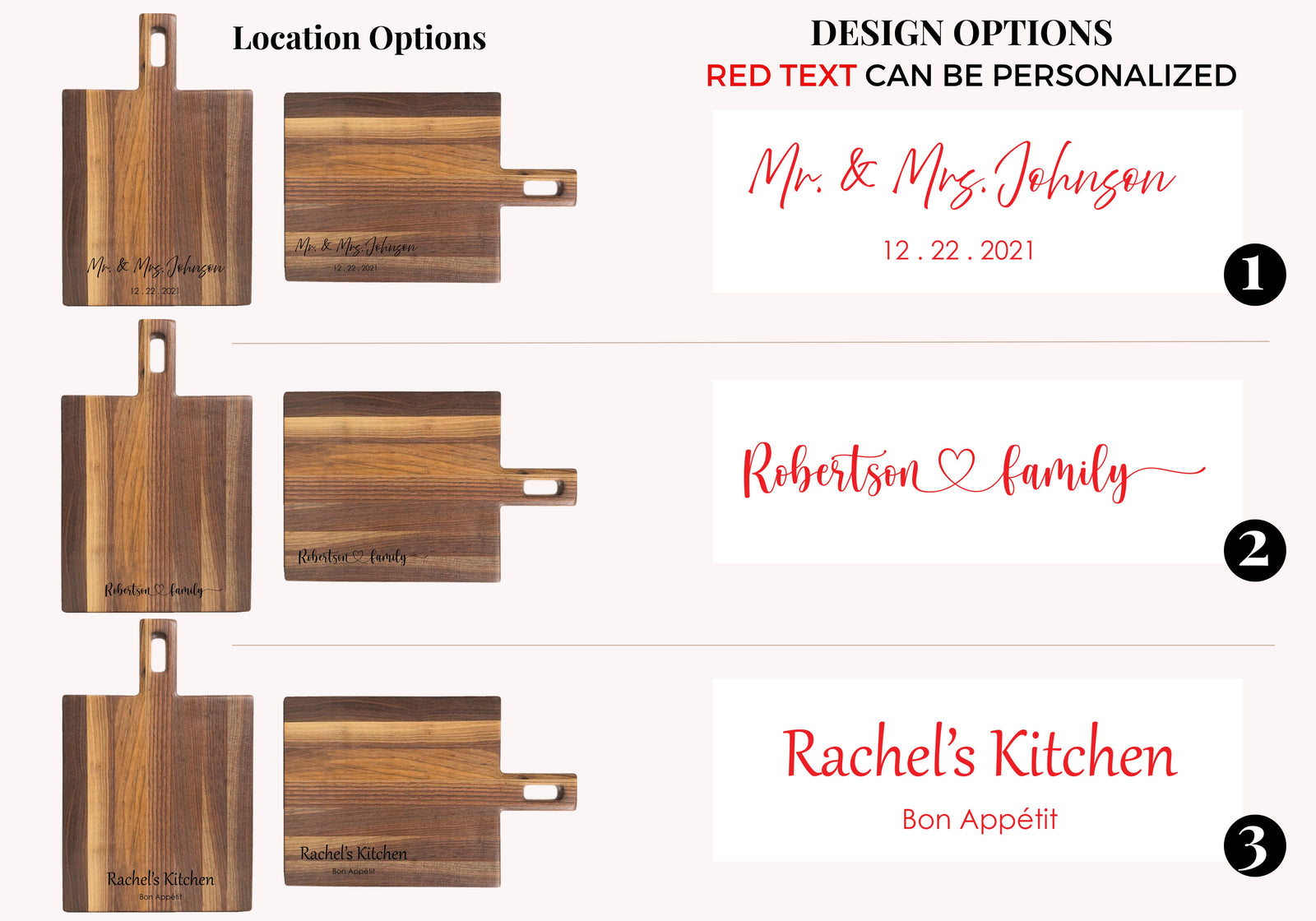 Personalized Charcuterie Board with Handle, Modern Cheese Server, Minimalist Wooden Cutting Board in Walnut or Maple