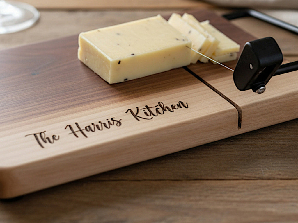 Personalized Cheese Slicer with Wire Cutter, Cheese Cutting  Board, in Maple or Walnut