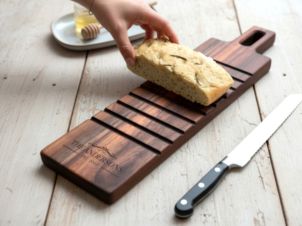 Bread Board: Personalized Bread and Butter Cutting & Serving Board Black Walnut & Maple