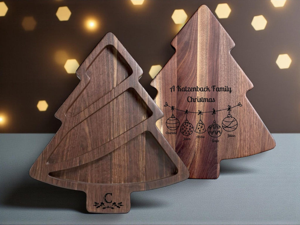 Holiday Charcuterie Boards - Personalized Christmas Tree Tray