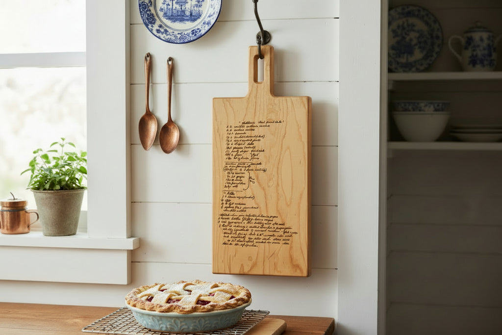 Personalized Handwritten Recipe Cutting Board, Custom Maple Charcuterie Board with Handwritten Recipe Engraving. Gift for Housewarming, Mom, Grandma