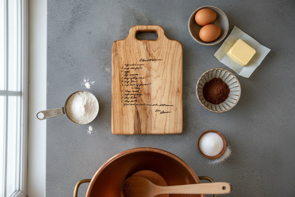 Personalized Handwritten Recipe Cutting Board, Custom Maple Charcuterie Board with Handwritten Recipe Engraving. Gift for Housewarming, Mom, Grandma