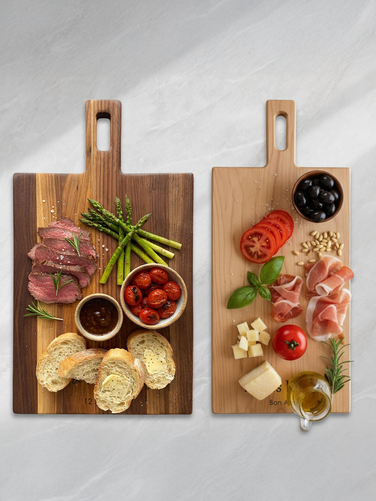 Personalized Charcuterie Board with Handle, Modern Cheese Server, Minimalist Wooden Cutting Board in Walnut or Maple