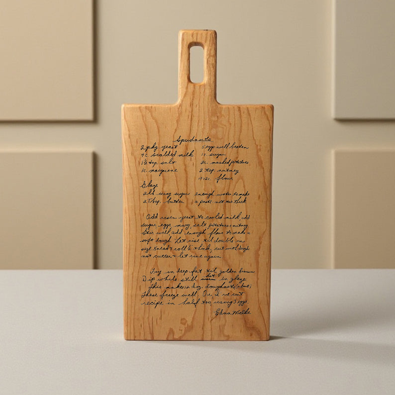 Personalized Recipe Cutting Board, Custom Maple Charcuterie Board with Handwritten Recipe Engraving. Gift for Housewarming, Mom, Grandma