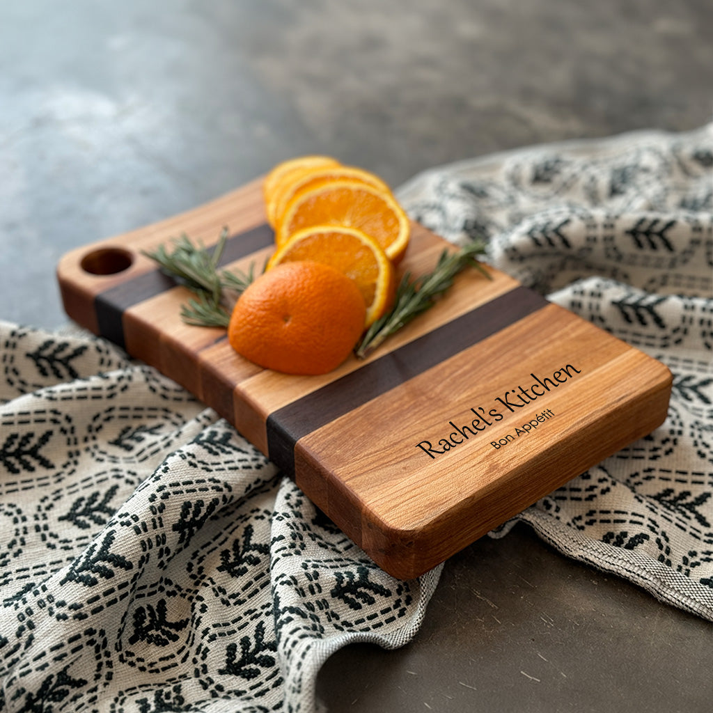 The Horizon: Maple and Walnut Accented Rustic Prep Board