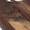Natural walnut wood grain detail on personalized nesting cutting board handcrafted for couples gifts