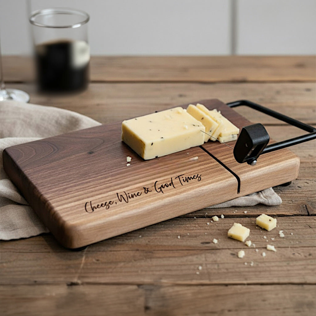 Personalized Cheese Slicer with Wire Cutter, Cheese Cutting  Board, in Maple or Walnut