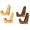 Two sets of cutting board stands. One set is maple and one set is walnut