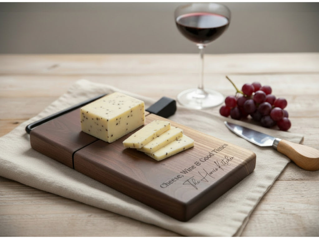 Personalized Cheese Slicer with Wire Cutter, Cheese Cutting  Board, in Maple or Walnut